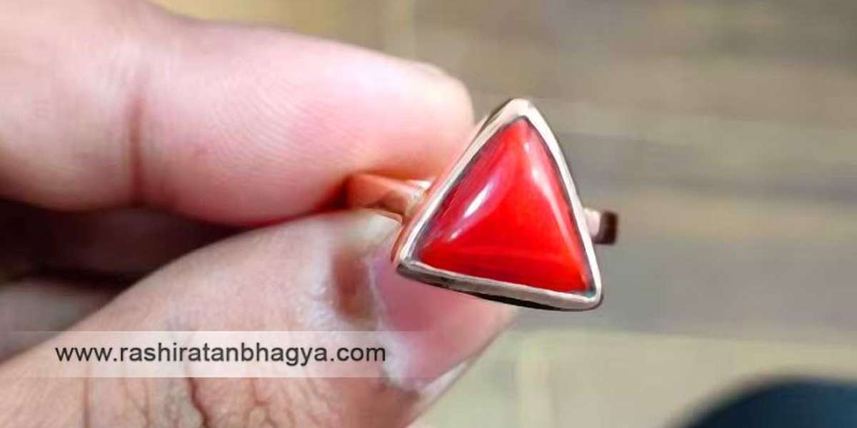 Get Red Coral Triangular Stone Online from Rashi Ratan Bhagya