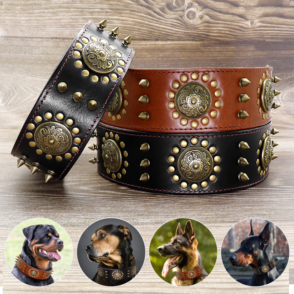 Leather Stud Dog Collar For Large Dog