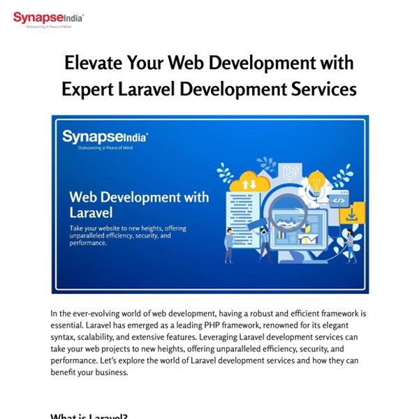Elevate Your Web Development with Expert Laravel Development Services | Pearltrees