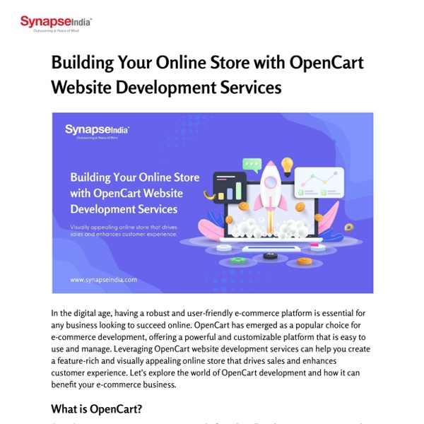 Building Your Online Store with OpenCart Website Development Services | Pearltrees